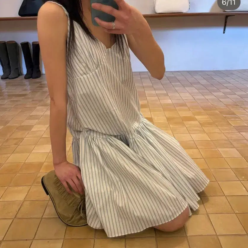 [BUNJANG] Smoothmood Striped Midi Dress / 스무스무드 원피스