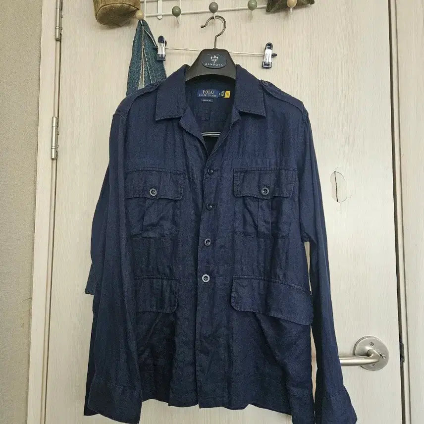 [BUNJANG] Polo Ralph Lauren Linen Utility Safari Jacket / 폴로 린넨 유틸리티 자켓 네이비 m 사파리