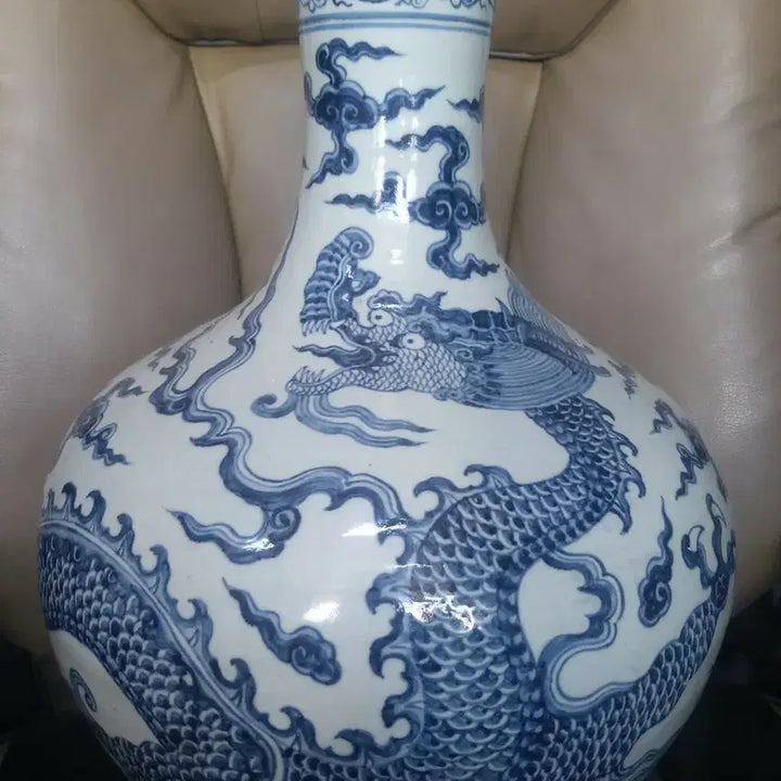 [BUNJANG] Ming Dynasty Yongle Period Cloud and Dragon Pattern Celestial Globe Vase / 명나라.영락제기물/운룡문.천구병.
