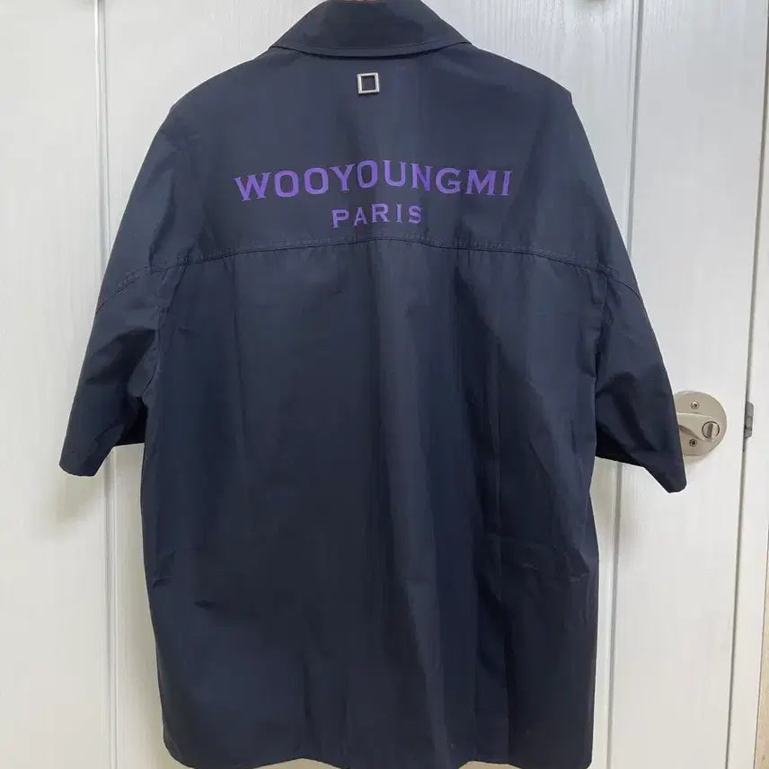 [BUNJANG] Wooyoungmi Paris Navy Short-Sleeve Shirt / 우영미 파리 네이비 반팔 셔츠