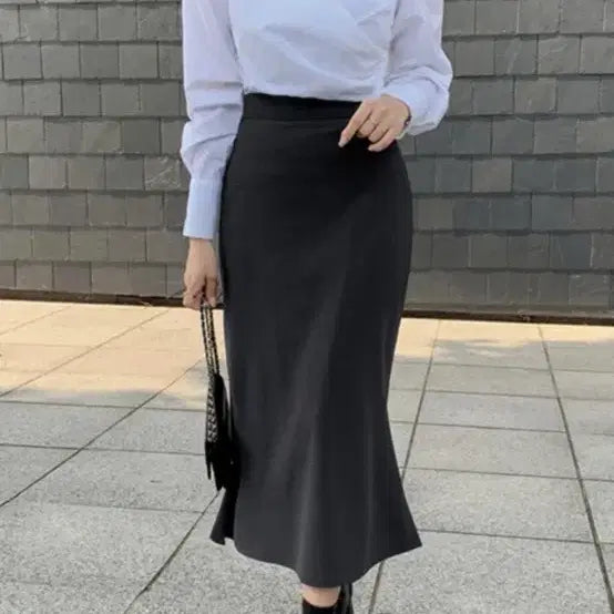[BUNJANG] Black Long Mermaid Banding Skirt / 블랙 롱 머메이드 밴딩 스커트