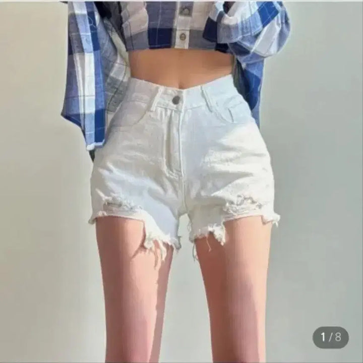 [BUNJANG] High-Waist Denim Shorts / [허리착붙핏!] 데미지 하이웨스트 반바지 숏팬츠