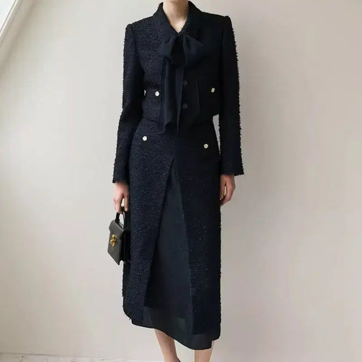 [BUNJANG] Bride And You Tweed Jacket &amp; Skirt Set - Black, Size 1 / 브라이드앤유 셋트) 트위드자켓, 스커트 1사이즈 블랙