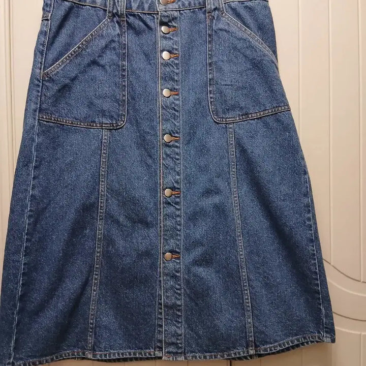 [BUNJANG] Denim A-Line Button Skirt / 청 데님 A라인 버튼 스커트