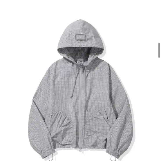 [BUNJANG] Code Graphy Check Hooded Windbreaker Jumper - Light Khaki / 코드그라피 CGP 나글란 체크 후드 바람막이 점퍼 라이트 카키