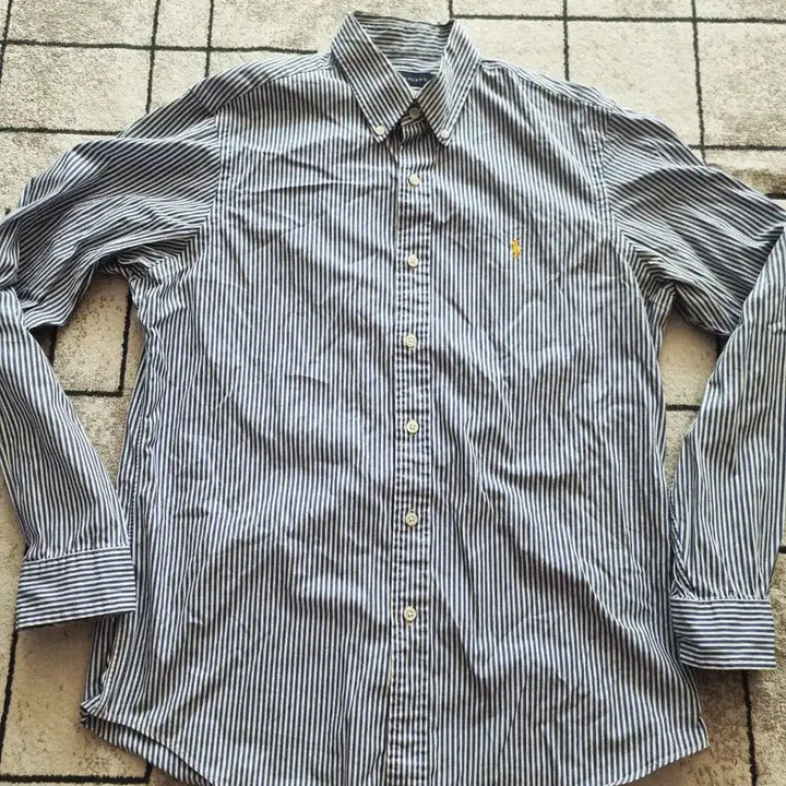 [BUNJANG] Polo Ralph Lauren Striped Yellow Pony Shirt Size 100 / 폴로 랄프로렌 스트라이프 옐로우 포니 셔츠 사이즈 100