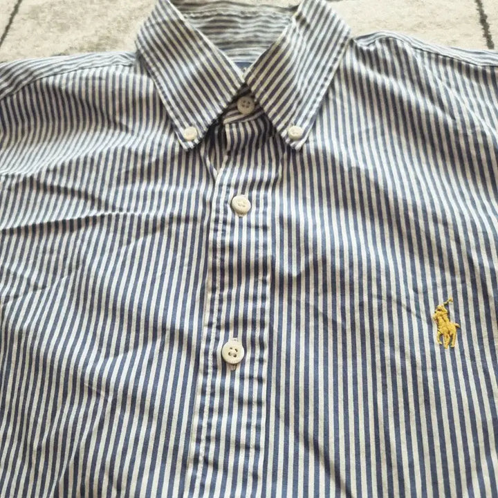 [BUNJANG] Polo Ralph Lauren Striped Yellow Pony Shirt Size 100 / 폴로 랄프로렌 스트라이프 옐로우 포니 셔츠 사이즈 100