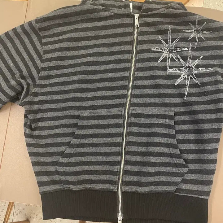 [BUNJANG] Untitled Stripe Zip-Up Hoodie - Medium / (리쿠 후디)언타이틀 스트라이프 후드집업 M사이즈