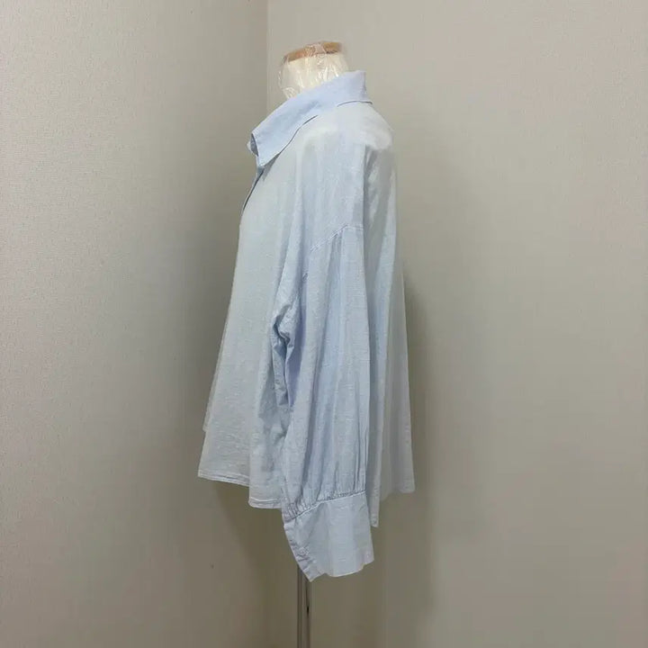 [BUNJANG] Sky Blue Linen Long Sleeve Shirt / 하늘색 린넨 긴팔 셔츠