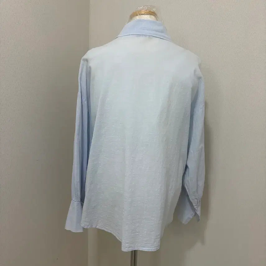 [BUNJANG] Sky Blue Linen Long Sleeve Shirt / 하늘색 린넨 긴팔 셔츠