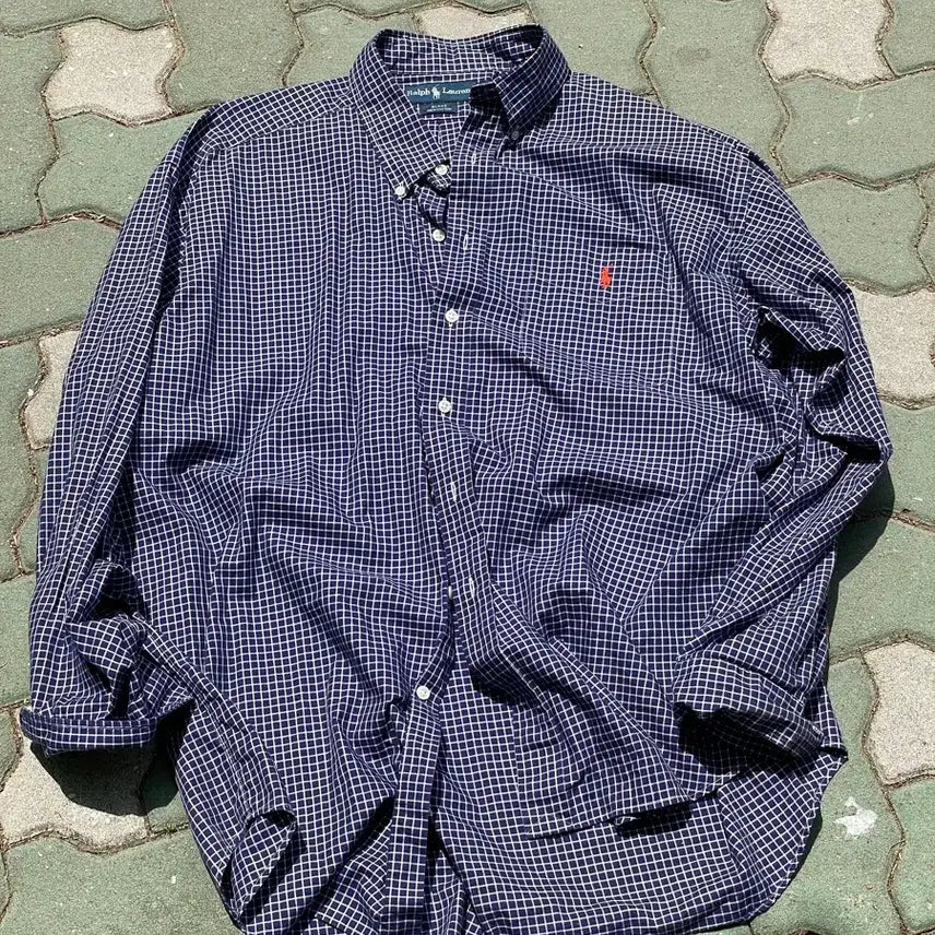 [BUNJANG] Polo Ralph Lauren Navy Check Shirt XL / 폴로 랄프로렌 네이비 체크 셔츠 xl