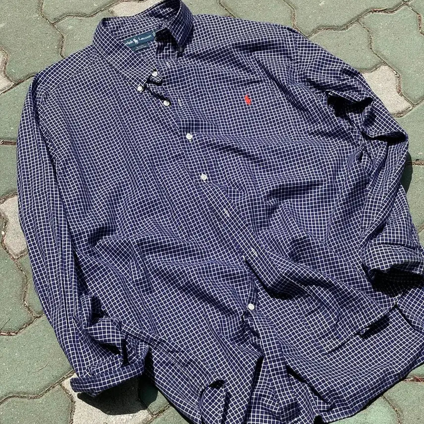 [BUNJANG] Polo Ralph Lauren Navy Check Shirt XL / 폴로 랄프로렌 네이비 체크 셔츠 xl