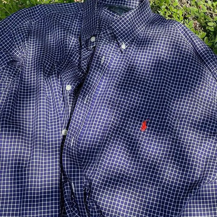 [BUNJANG] Polo Ralph Lauren Navy Check Shirt XL / 폴로 랄프로렌 네이비 체크 셔츠 xl