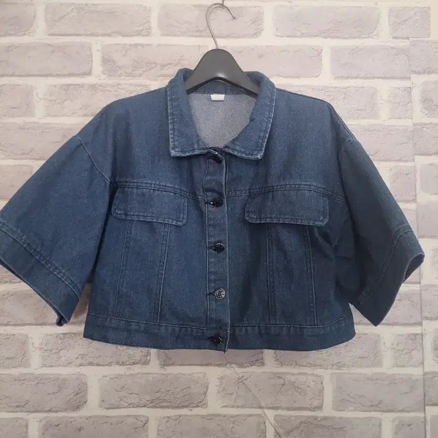 [BUNJANG] Denim Half Sleeve Cropped Jacket (Size M) / 진청 반팔 크롭자켓M/알뜰한여우