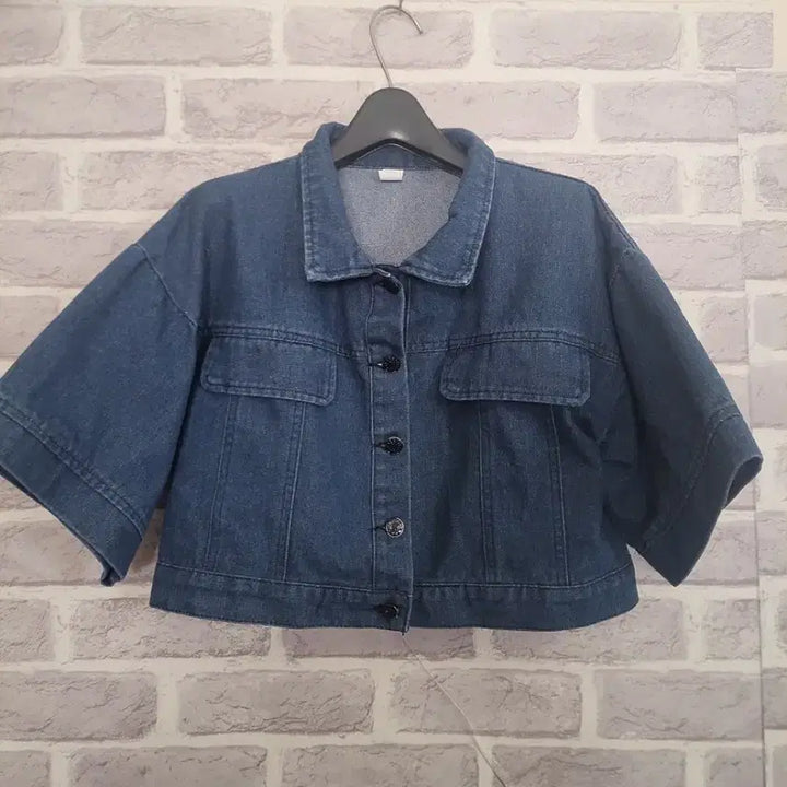 [BUNJANG] Denim Half Sleeve Cropped Jacket (Size M) / 진청 반팔 크롭자켓M/알뜰한여우