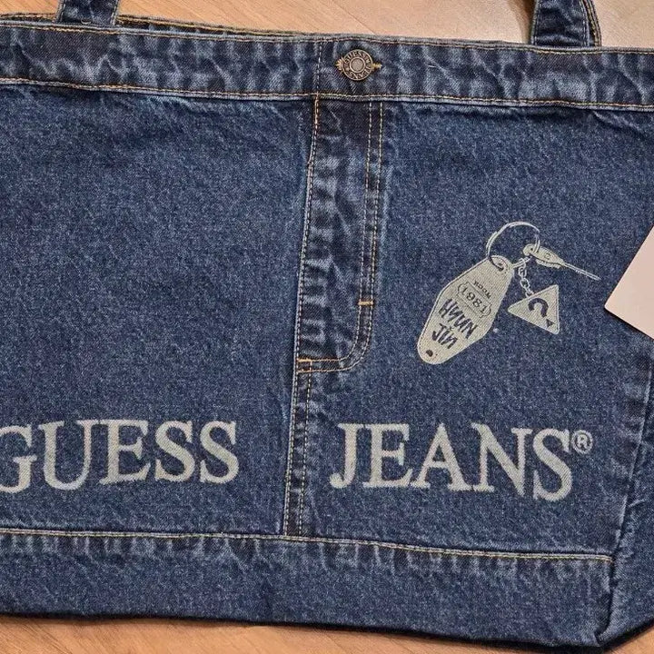 [BUNJANG] Stray Kids Hyunjin Guess Denim Tote Bag / 스키즈 현진 게스 팝업 데님 토트