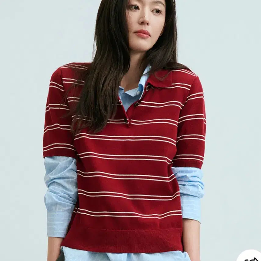 [SOLD OUT] 탑텐 여성 수피마코튼 폴로 반팔 니트 네이비