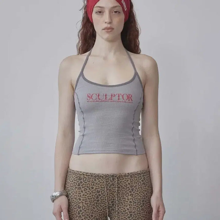 [BUNJANG] Sculptor Classic Logo Halter Top Gray / 스컬프터 Classic Logo Halter Top Gray