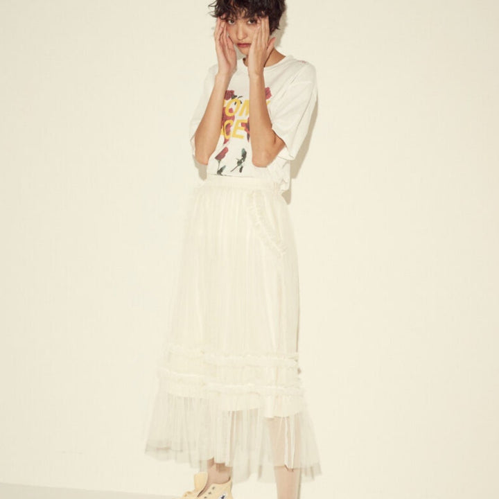 [BUNJANG] Johnny Hate Jazz Banding Tulle Skirt Ivory / [쟈닛헤잇재즈] 쟈니헤잇재즈 밴딩 튤 스커트 아이보리