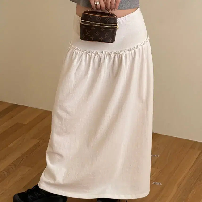 [BUNJANG] Love By Mood Terrace Shirring Skirt - White / *오늘만/ (1회착용) 러브바이무드 테라스 셔링 스커트 _ 화이트
