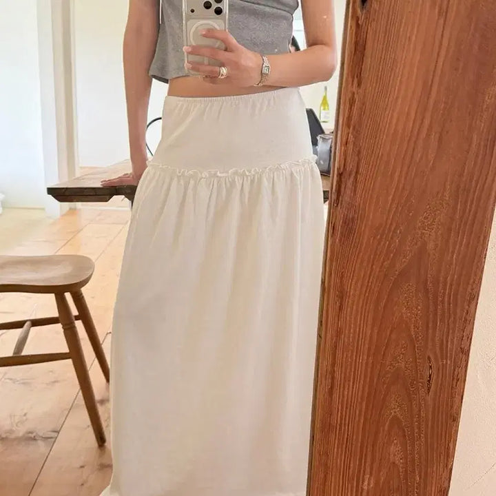 [BUNJANG] Love By Mood Terrace Shirring Skirt - White / *오늘만/ (1회착용) 러브바이무드 테라스 셔링 스커트 _ 화이트