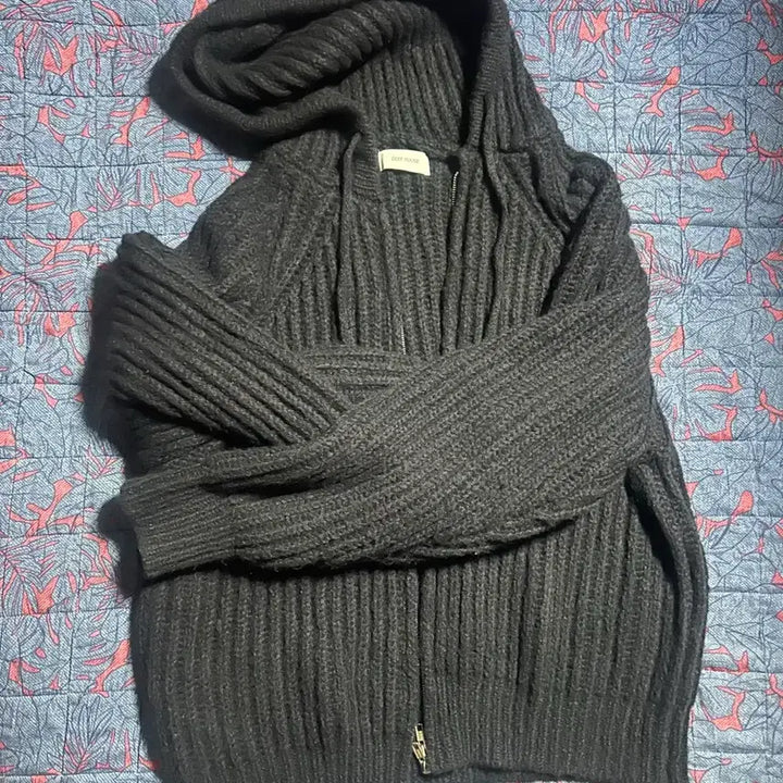 [BUNJANG] Mason Wool Ribbed Knit Hoodie Navy / 메이슨 울 골지 후드 집업 네이비