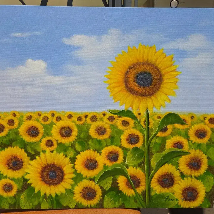 [BUNJANG] Park Jin "Sunflower Field" Oil Painting Framed / 박진 화가 해바라기 밭 유화 그림 액자