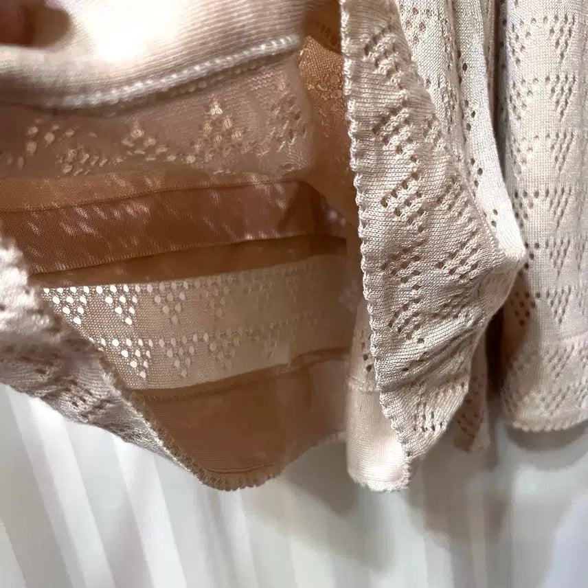 [BUNJANG] Beige Silk Knit Culottes Pants - Size M / (새상품) 베이지 실크 니트 큐롯 팬츠 M 봄여름가을