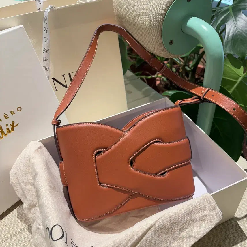 [BUNJANG] Polène Brown Leather Shoulder Bag Clutch / 폴렌느 클러치백 숄더백 갈색  소가죽 여성