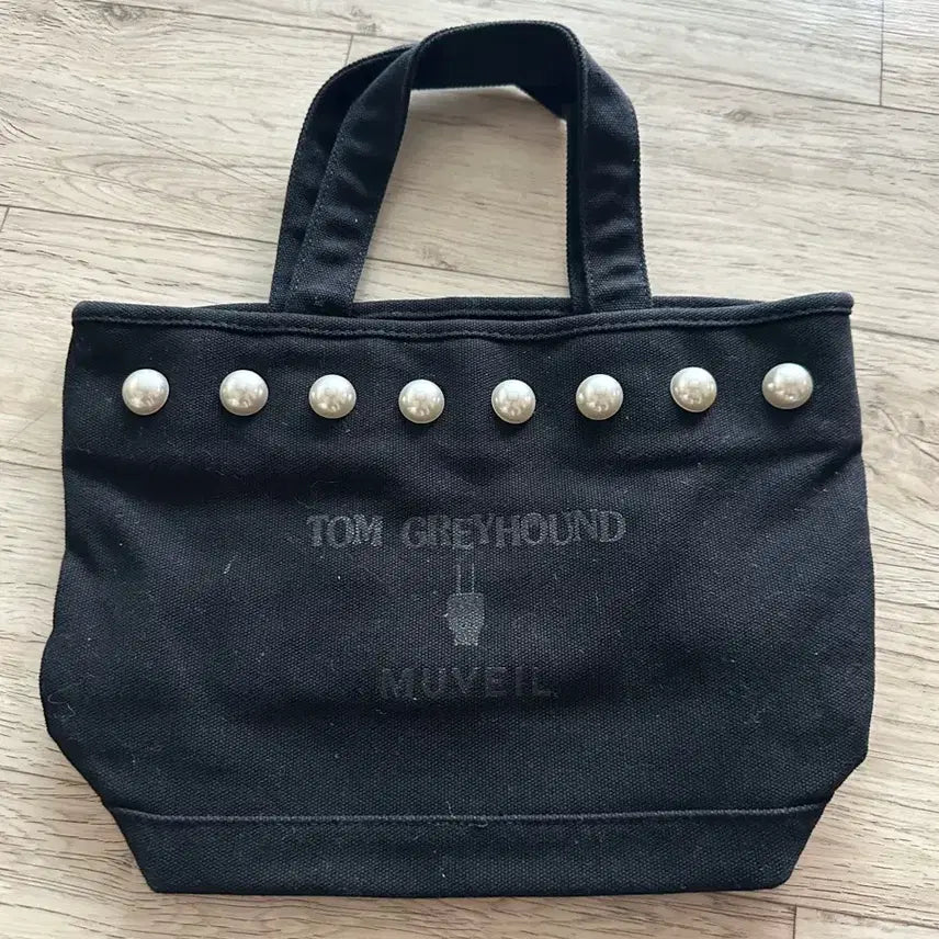 [BUNJANG] Thom Browne Mini Black Denim Tote Bag with Pearl Embellishment / 톰그레이하운드 미니 블랙 데님토트백 + 진주 장식