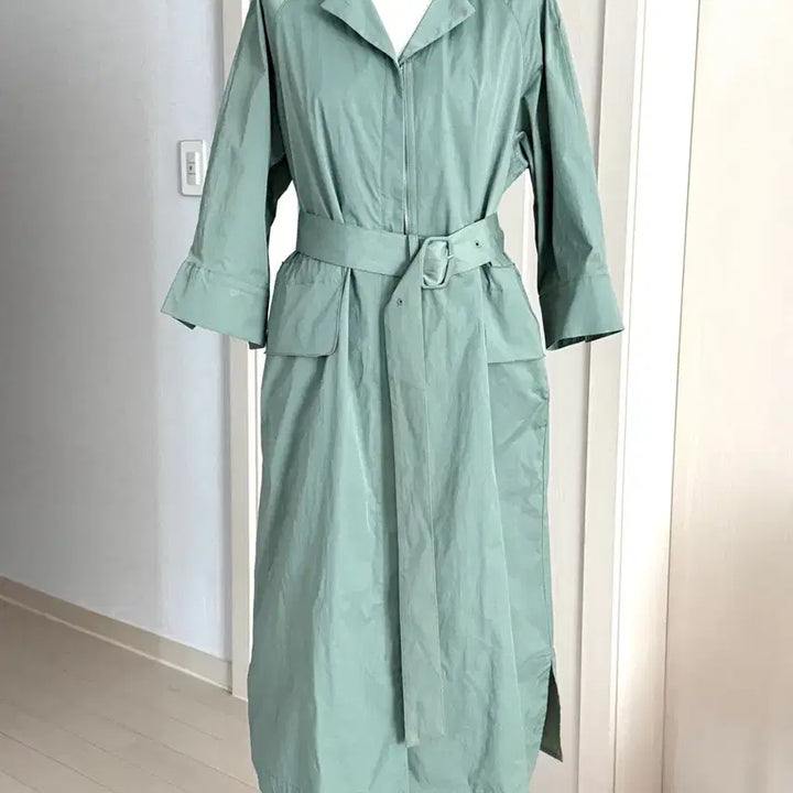 [BUNJANG] Max Mara Studio Mint Belted Long Trench Coat / MaxMara 막스 스튜디오 민트색 벨트 롱 트렌치코트