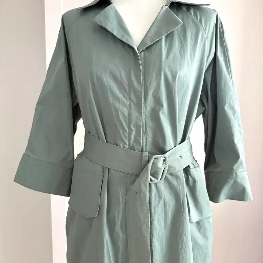 [BUNJANG] Max Mara Studio Mint Belted Long Trench Coat / MaxMara 막스 스튜디오 민트색 벨트 롱 트렌치코트