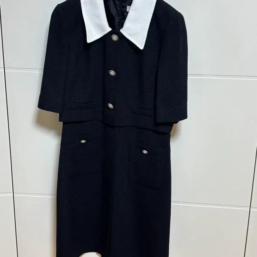[BUNJANG] Half Sleeve Tweed Dress / 라인 반팔 트위드 원피스 하객룩