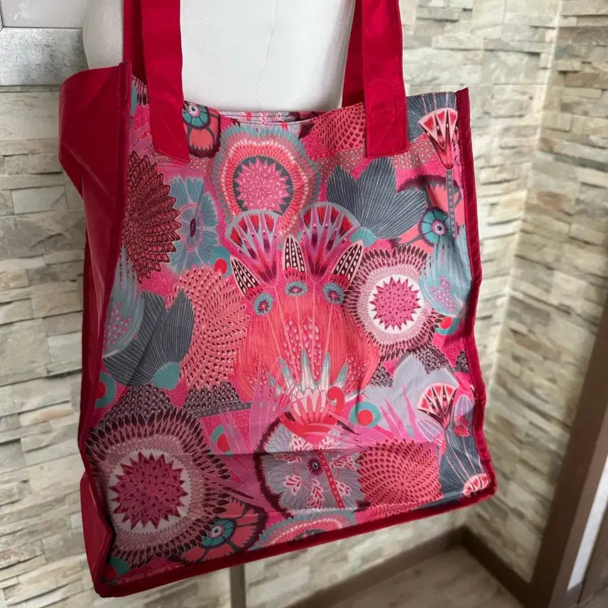[BUNJANG] Oilily Flower Pattern Red Shopper Bag Shoulder Bag / 오일릴리 플라워 패턴 레드쇼퍼백 숄더백