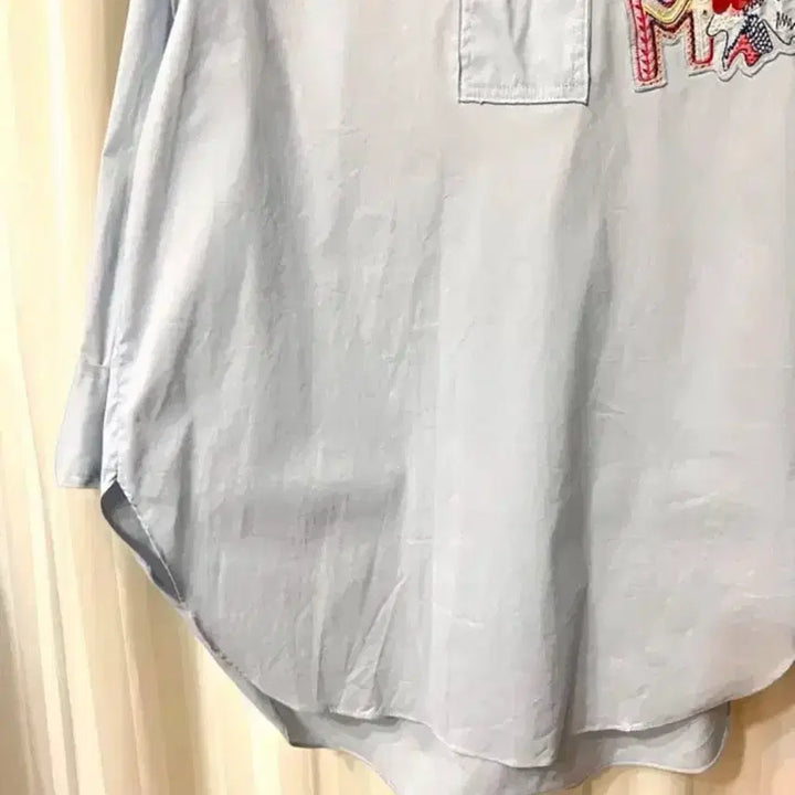 [BUNJANG] Light Blue Hooded Shirt Blouse (Size 55-66) / 하늘색 후드 셔츠 블라우스 55-66 거의새것