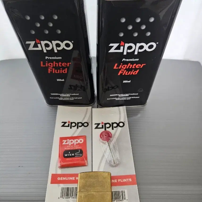 [BUNJANG] Genuine Brass Zippo Lighter Set with Genuine Oil, Wick, and Flint / 정품 사용 브래스 지포 +정품 오일,심지,부싯돌 세트