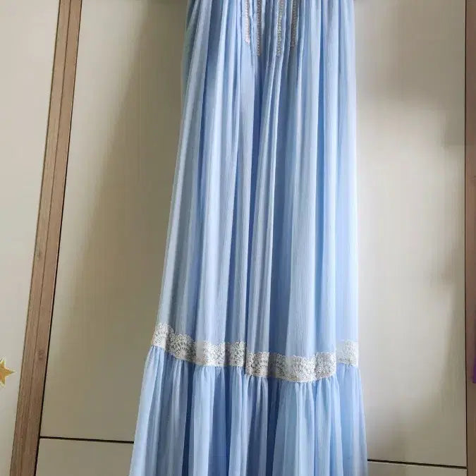 [BUNJANG] Zara Lace Long Dress Sky Blue / 2025자라ZARA레이스 롱 원피스 하늘색