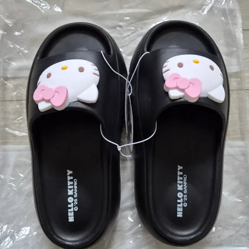 [BUNJANG] Hello Kitty Black Platform Slippers Sandals / 헬로키티 블랙 통굽 슬리퍼 샌들 새상품