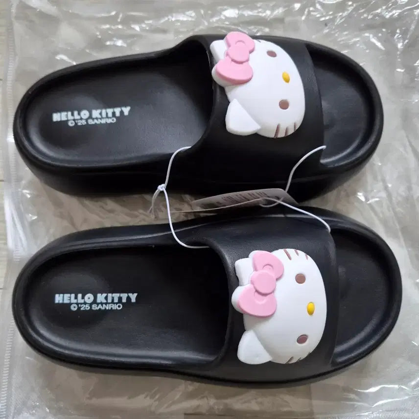 [BUNJANG] Hello Kitty Black Platform Slippers Sandals / 헬로키티 블랙 통굽 슬리퍼 샌들 새상품