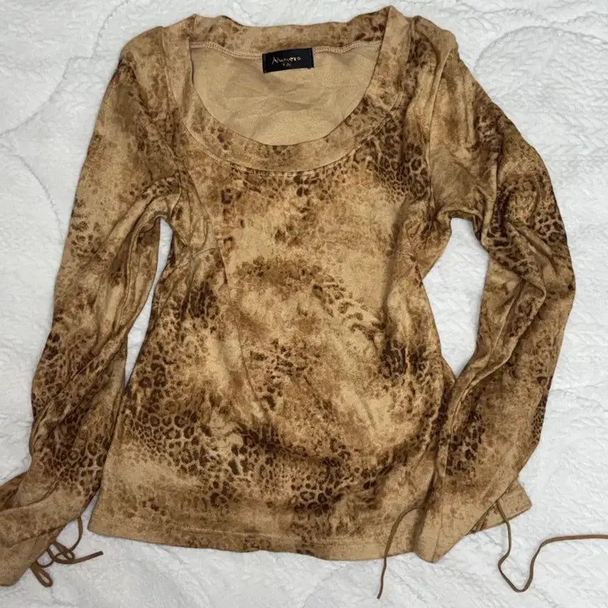[BUNJANG] Vintage Y2K Leopard Long Sleeve Top / 빈티지 오리엔탈 y2k 레오파드 롱슬리브
