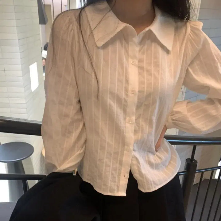 [BUNJANG] 메리온 핀콧 카라 블라우스 / 화이트 블라우스 / 메리온 핀콧 카라 블라우스 / 화이트 블라우스