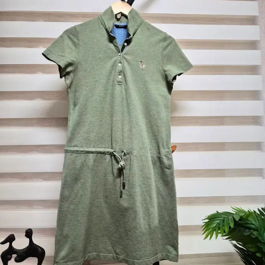 [BUNJANG] Hazzys Khaki Short-Sleeve Polo Dress / 택포)헤지스 카키색 여성 폴로 반팔원피스