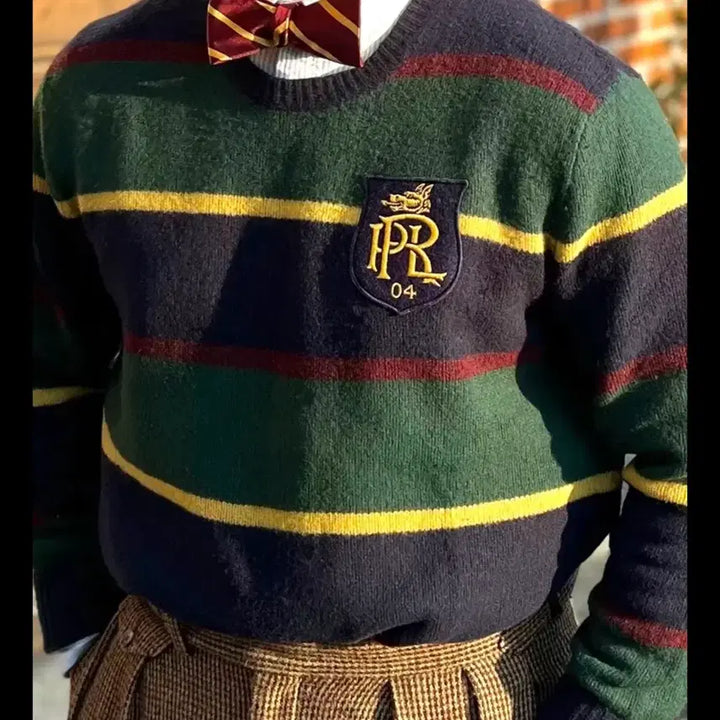 [BUNJANG] Polo Ralph Lauren Striped 50th Anniversary Limited Edition Preppy Knit Sweater / 폴로 랄프로렌 스트라이프 한정판 프레피 니트