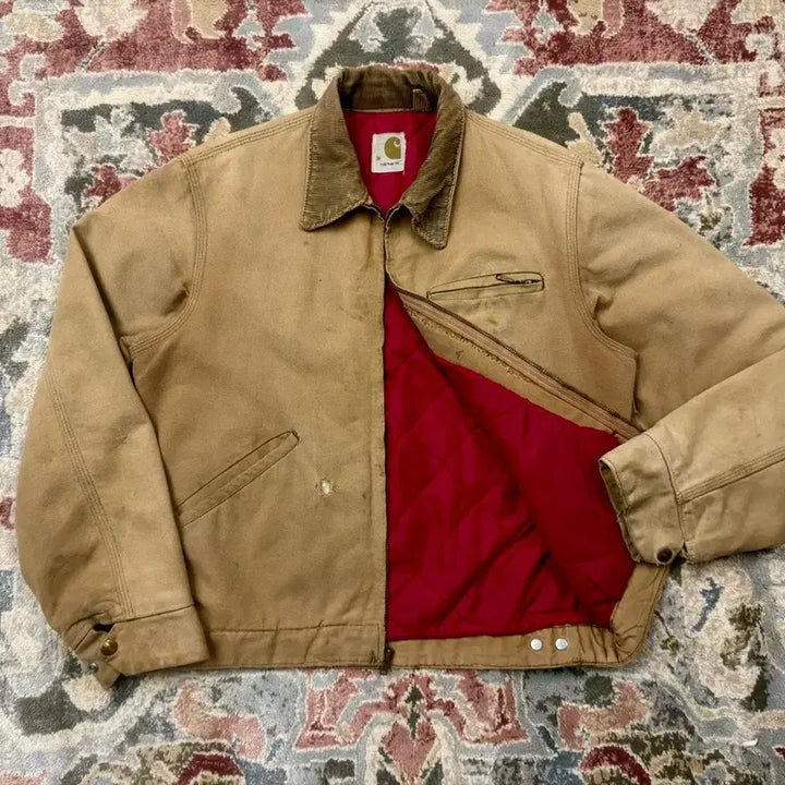 [BUNJANG] Carhartt 70s 6QLJ Red Quilt-Lined Detroit Jacket Vintage Tan 38 / [칼하트] 70s 디트로이트 자켓 6QLJ 레드 퀄팅 (38)