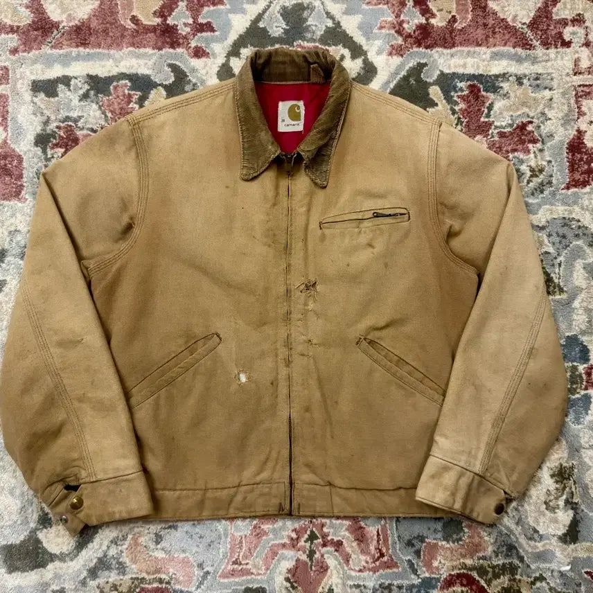 [BUNJANG] Carhartt 70s 6QLJ Red Quilt-Lined Detroit Jacket Vintage Tan 38 / [칼하트] 70s 디트로이트 자켓 6QLJ 레드 퀄팅 (38)