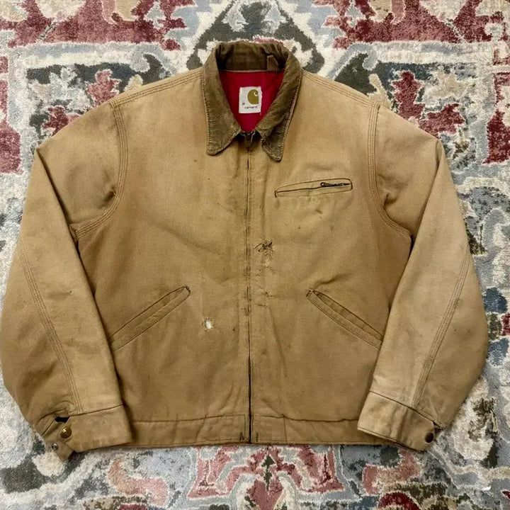 [BUNJANG] Carhartt 70s 6QLJ Red Quilt-Lined Detroit Jacket Vintage Tan 38 / [칼하트] 70s 디트로이트 자켓 6QLJ 레드 퀄팅 (38)