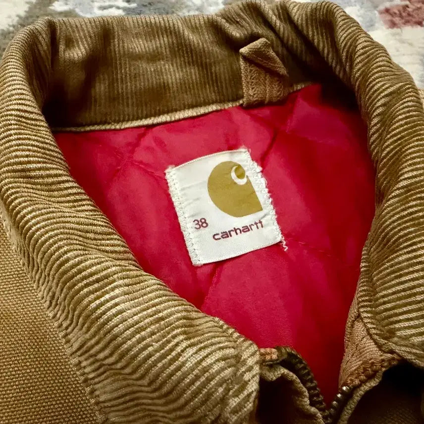 [BUNJANG] Carhartt 70s 6QLJ Red Quilt-Lined Detroit Jacket Vintage Tan 38 / [칼하트] 70s 디트로이트 자켓 6QLJ 레드 퀄팅 (38)