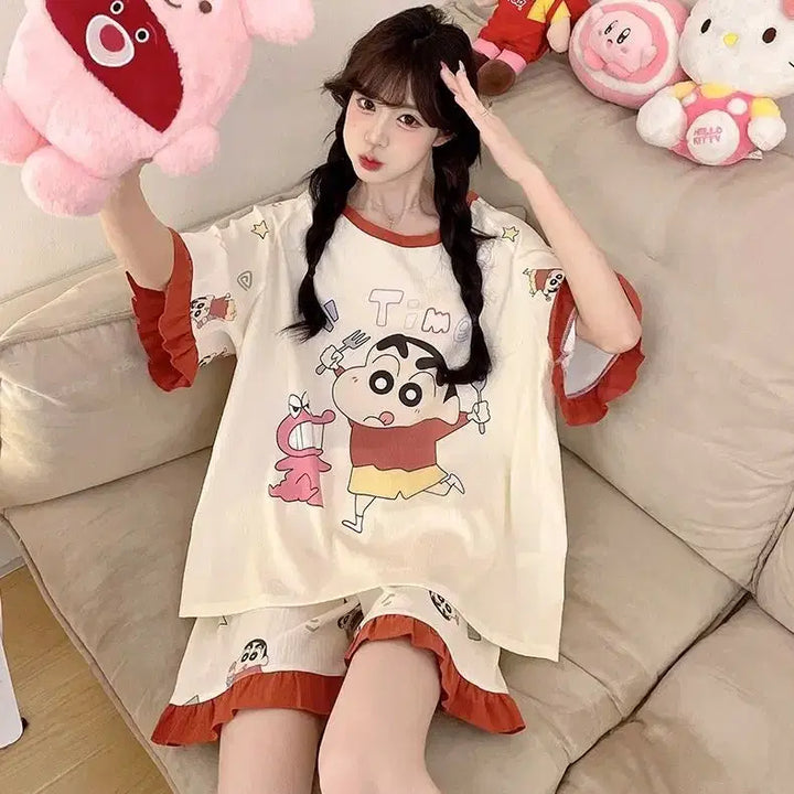 [BUNJANG] Crayon Shin-chan Summer Pajama Set (Short Sleeve + Shorts) / 짱구 여름 잠옷세트 (반팔+반바지)