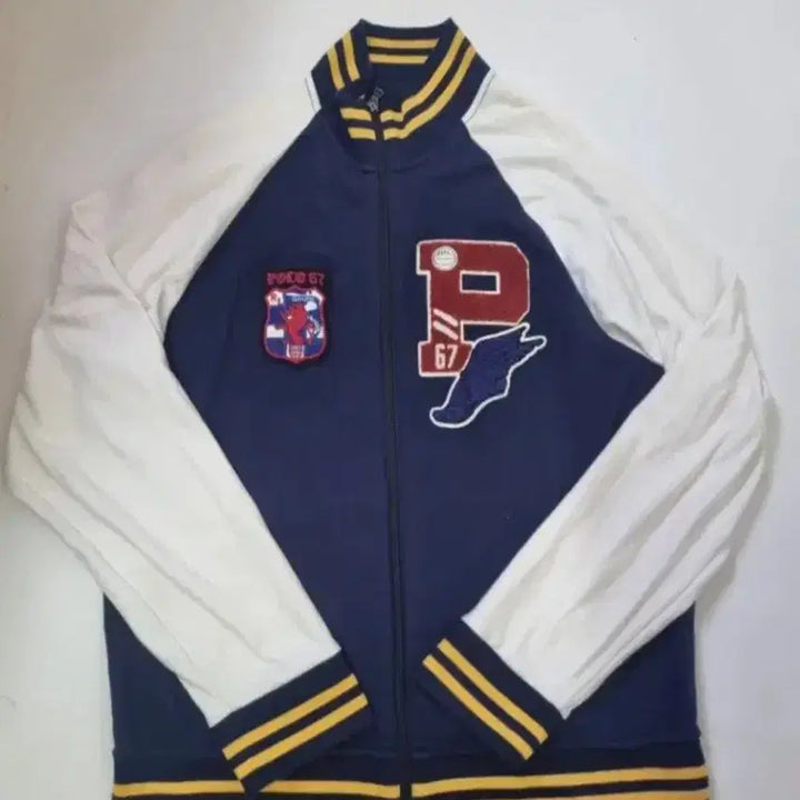 [BUNJANG] Polo Ralph Lauren Varsity Jersey Blouson Navy/White L / 폴로 랄프로렌 블루종 점퍼 네이비/화이트 바시티 저지