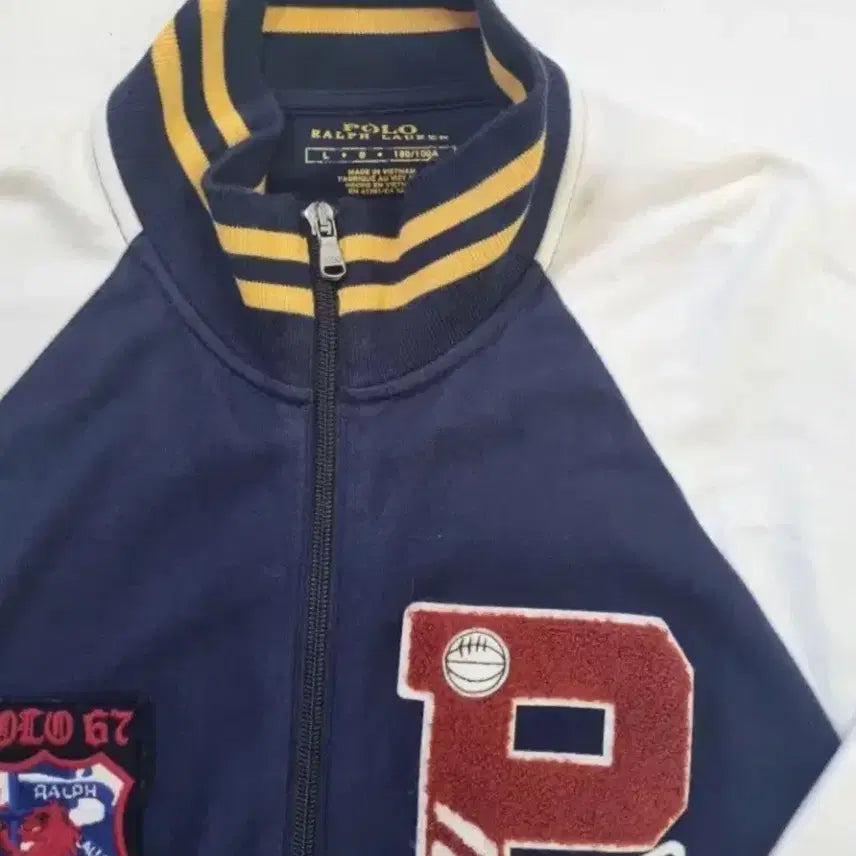 [BUNJANG] Polo Ralph Lauren Varsity Jersey Blouson Navy/White L / 폴로 랄프로렌 블루종 점퍼 네이비/화이트 바시티 저지